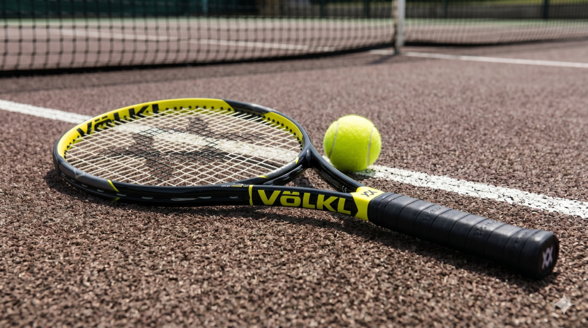 Tennis racket and ball on a court at Pirton Tennis Club